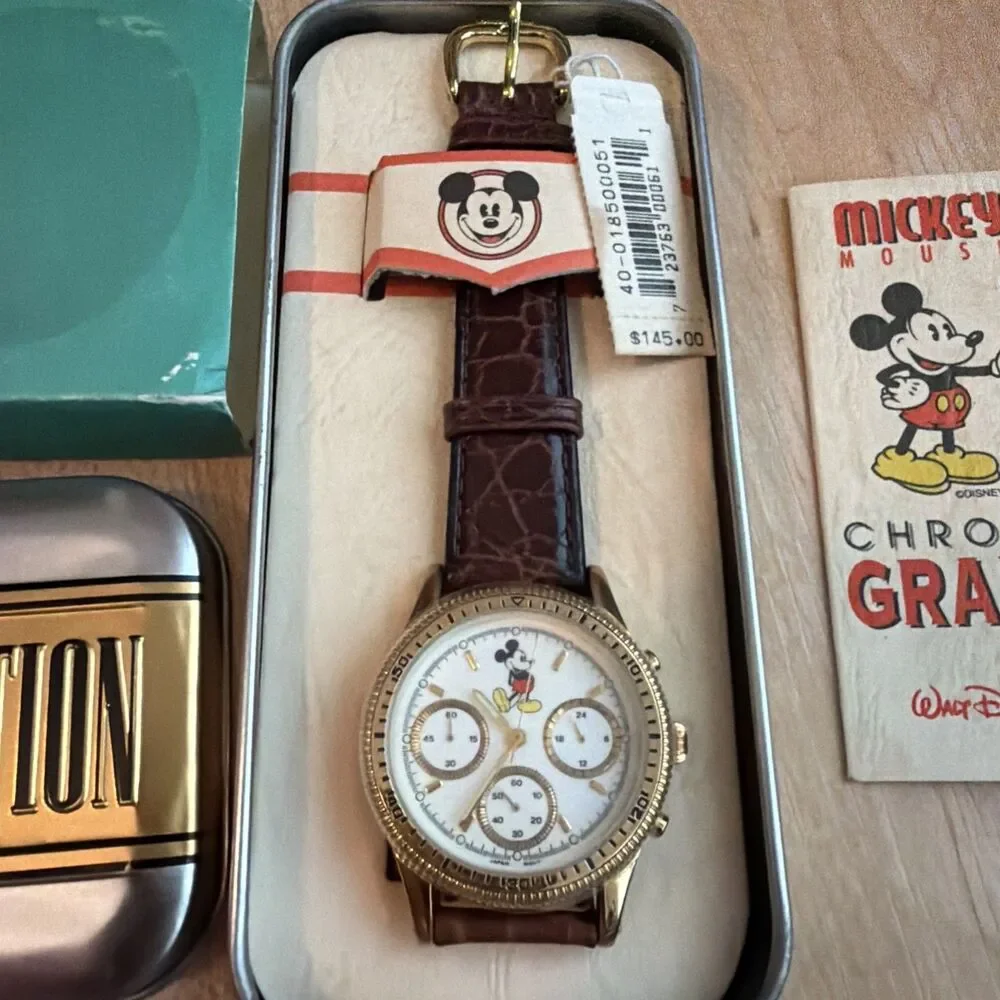 Limited Edition Mickey Mouse Chronograph Collector Watch 1990s NIB
